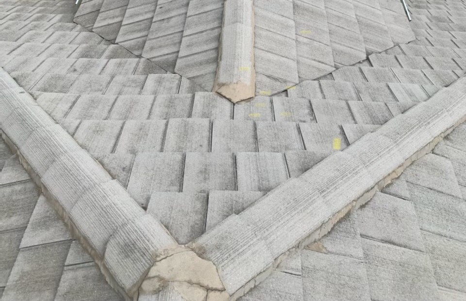 Aerial view of a hip roof after soft washing